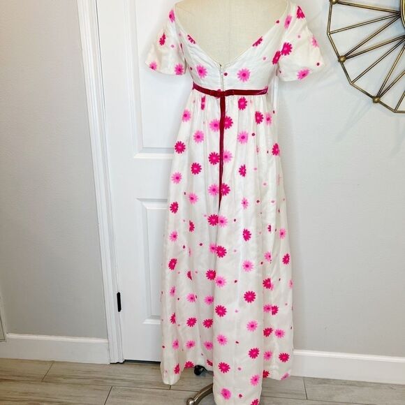 Lorrie Deb Vintage Dress Floral Embroidered White and Pink Size Small VTG 11 - Picture 2 of 16